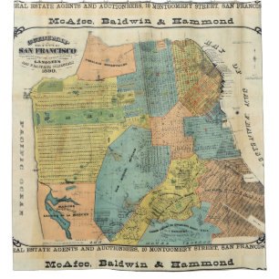 Vintage Karte von San Francisco (1890) Duschvorhang