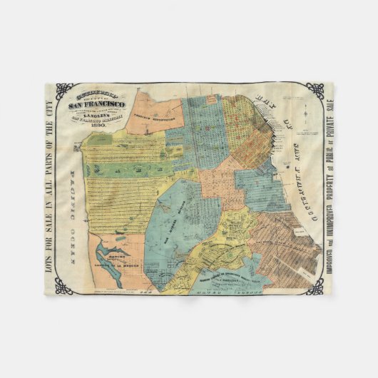 Vintage Karte von San Francisco (1890) Fleecedecke (Vorderseite (Horizontal))