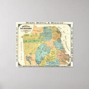 Vintage Karte von San Francisco (1890) Leinwanddruck