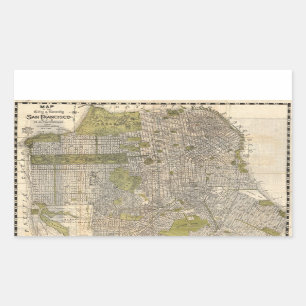 Vintage Karte von San Francisco (1932) Rechteckiger Aufkleber