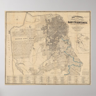Vintage Karte von San Francisco CA (1881) Poster