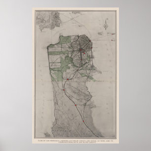 Vintage Karte von San Francisco CA (1905) Poster