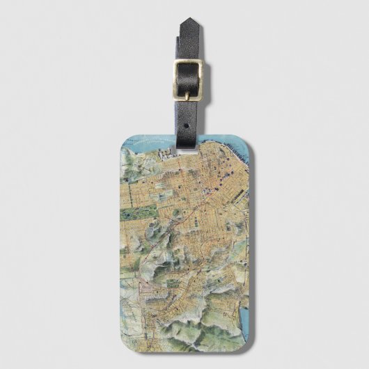 Vintage Karte von San Francisco Gepäckanhänger (Vorderseite Vertikal)