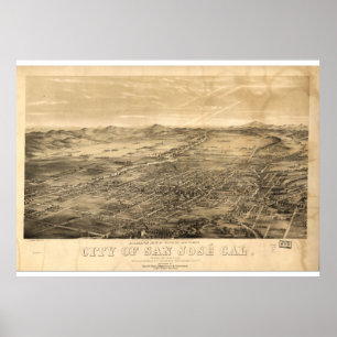 Vintage Karte von San Jose, 1869 Poster