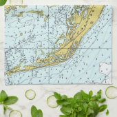 Vintage Karte von Sanibel Insel, Florida Küchentuch (Gefaltet)