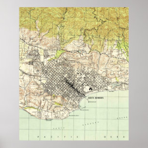 Vintage Karte von Santa Barbara California (1944) Poster