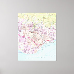 Vintage Karte von Santa Barbara California (1952) Leinwanddruck