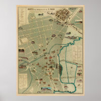 Vintage Karte von Sao Paulo Brasilien (1877)