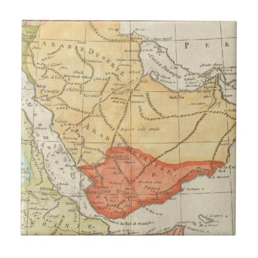 Vintage Karte von Saudi-Arabien (1780) Fliese (Vorderseite)