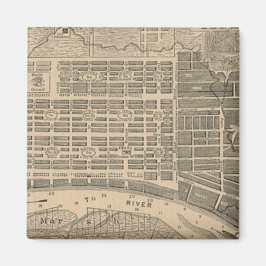 Vintage Karte von Savannah Georgia (1818) Magnet (Vorne)