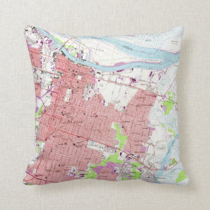 Vintage Karte von Savannah Georgia (1955) 2 Kissen