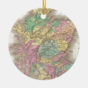 Vintage Karte von Schottland (1827) Keramik Ornament
