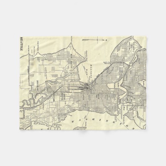 Vintage Karte von Seattle (1914) Fleecedecke (Vorderseite (Horizontal))