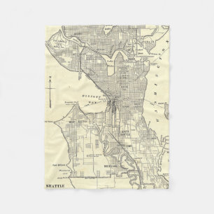 Vintage Karte von Seattle (1914) Fleecedecke
