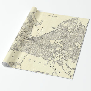 Vintage Karte von Seattle (1914) Geschenkpapier