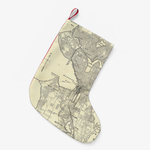 Vintage Karte von Seattle (1914) Kleiner Weihnachtsstrumpf