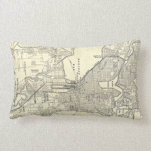Vintage Karte von Seattle (1914) Lendenkissen