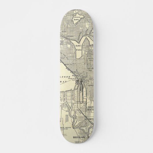 Vintage Karte von Seattle (1914) Skateboard (Vorne)