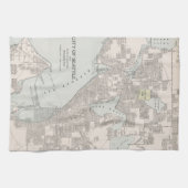 Vintage Karte von Seattle Washington (1901) Geschirrtuch (Horizontal)