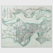 Vintage Karte von Seattle Washington Geschenkpapier (Flach)