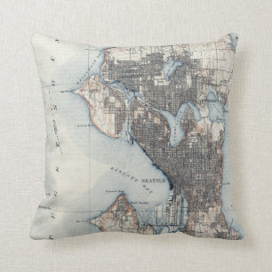 Vintage Karte von Seattle Washington Kissen