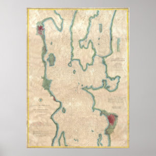 Vintage Karte von See Champlain (1874) Poster