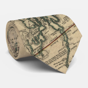 Vintage Karte von See Champlain u. von See George Krawatte