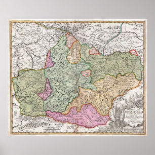 Vintage Karte von Siebenbürgen (1720) Poster