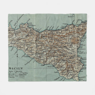 Vintage Karte von Sizilien Italien (1911) Fleecedecke