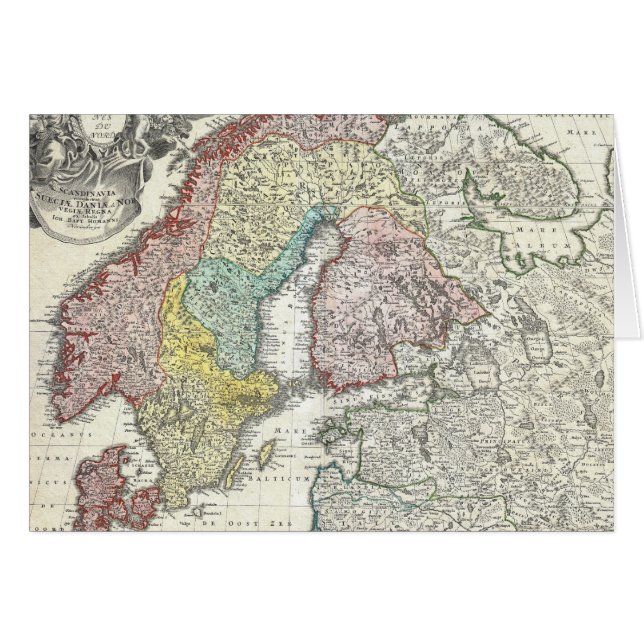 Vintage Karte von Skandinavien (1730) (Vorderseite (Horizontal))