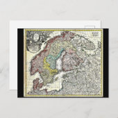 Vintage Karte von Skandinavien, Norwegen, Schweden (Vorne/Hinten)