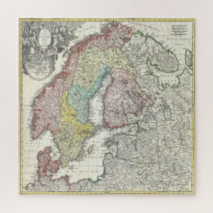 Vintage Karte von Skandinavien Puzzle