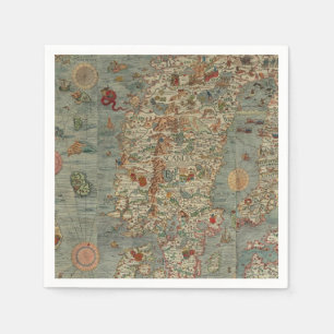 Vintage Karte von Skandinavien Serviette