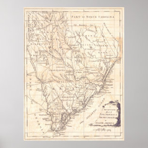 Vintage Karte von South Carolina (1779) Poster