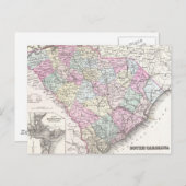 Vintage Karte von South Carolina (1855) (Vorne/Hinten)