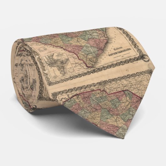 Vintage Karte von South Carolina (1865) Krawatte (Gerollt)