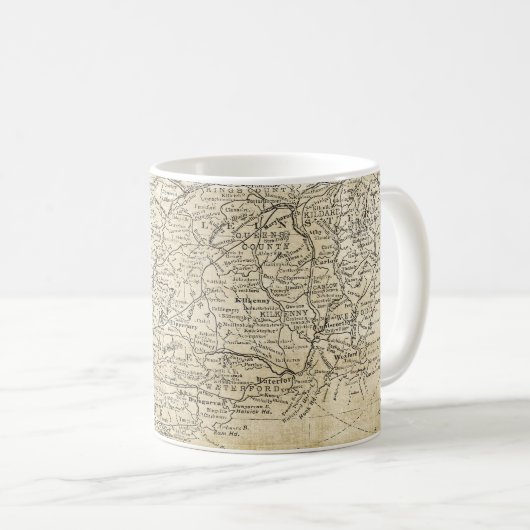 Vintage Karte von South Ireland Munster Leinster Kaffeetasse (VorderseiteRechts)