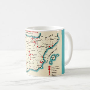 Vintage-Karte von Spanien Tasse