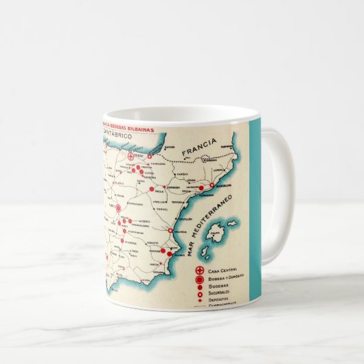 Vintage-Karte von Spanien Tasse (VorderseiteRechts)
