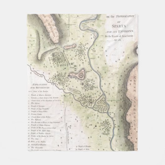 Vintage Karte von Sparta Griechenland (1783) Fleecedecke (Vorderseite)