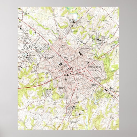 Vintage Karte von Spartanburg South Carolina (1949 Poster (Vorne)