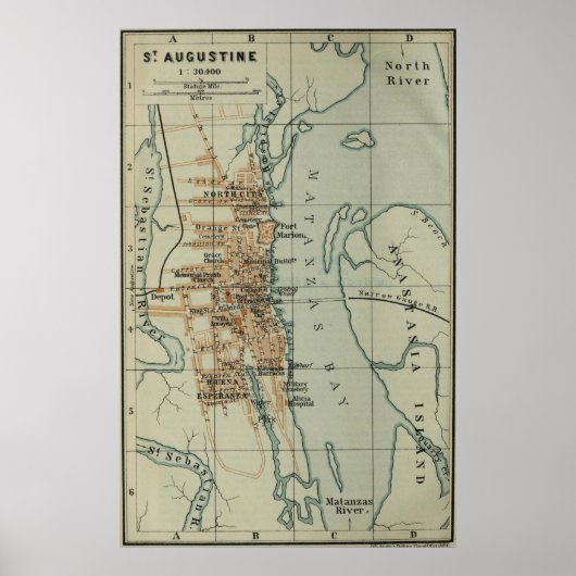 Vintage Karte von St. Augustine FL (1904) Poster (Vorne)