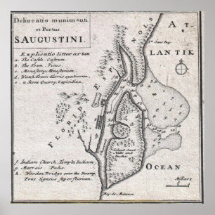 Vintage Karte von St. Augustine Florida (1737) Poster