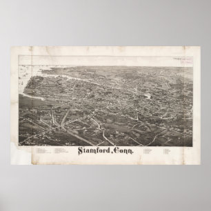 Vintage Karte von Stamford CT (1883) Poster