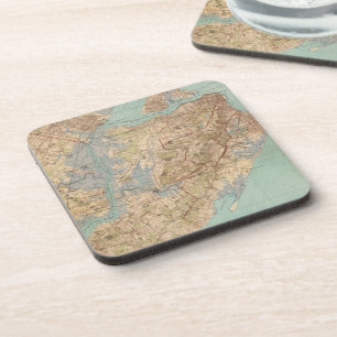 Vintage Karte von Staten Island (1891) Untersetzer