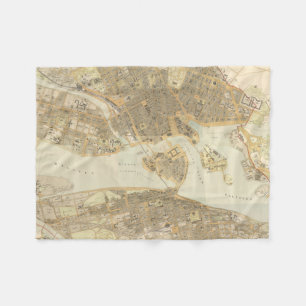 Vintage Karte von Stockholm (1899) Fleecedecke