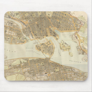 Vintage Karte von Stockholm (1899) Mousepad