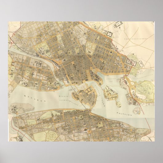 Vintage Karte von Stockholm (1899) Poster (Vorne)