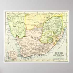 Vintage Karte von Südafrika (1899) Poster