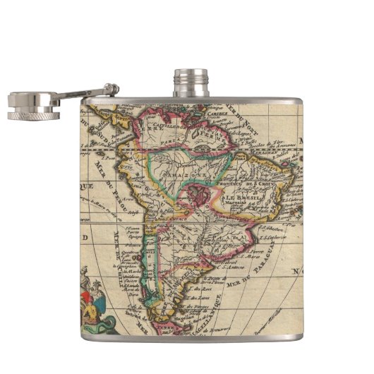 Vintage Karte von Südamerika (1747) Flachmann (Geöffnet)